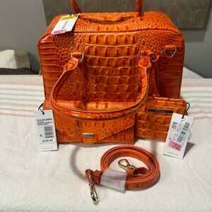 Brahmin Orange Croc-Embossed Bag